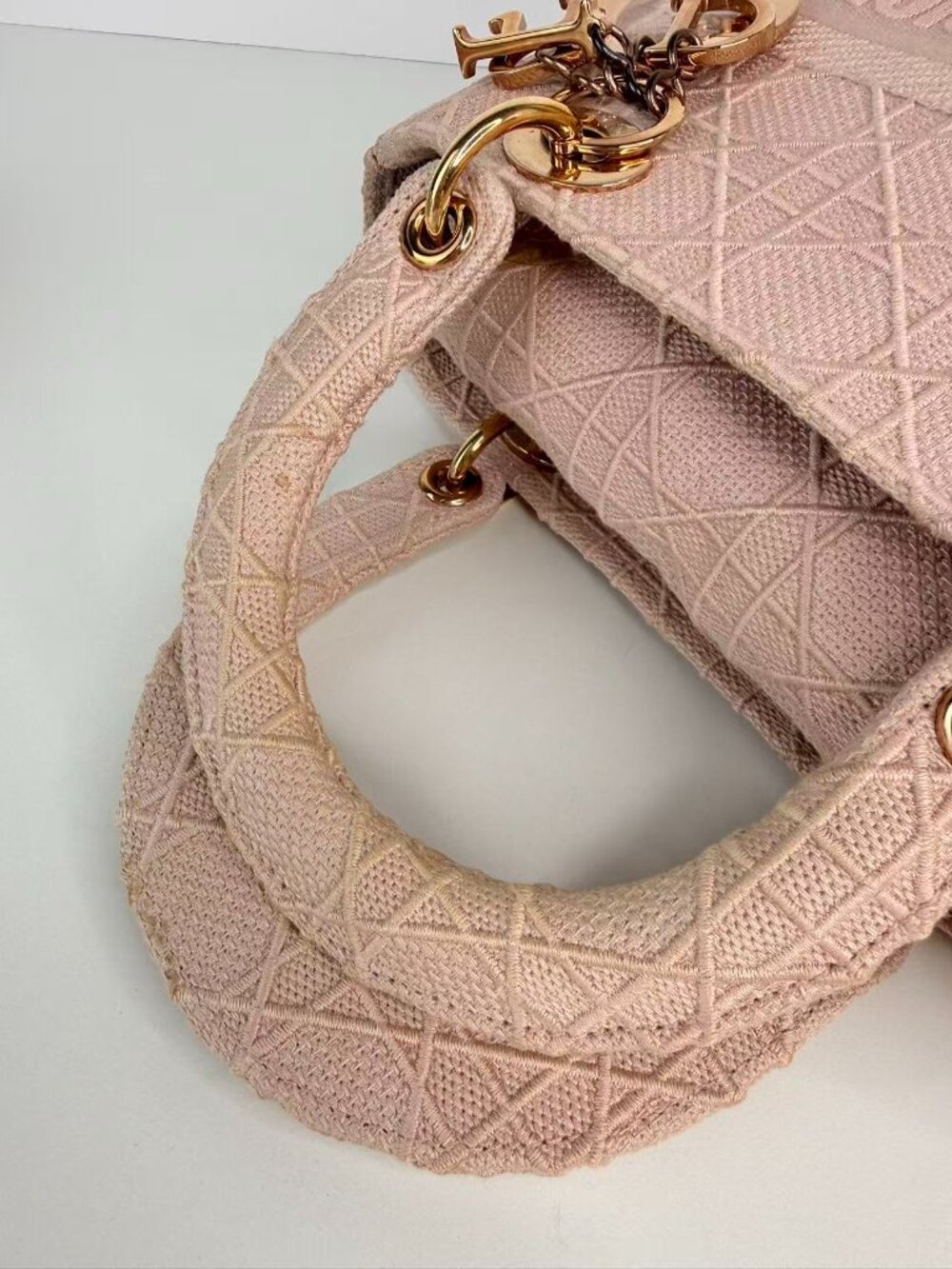 Dior Medium Lady D-Lite Pink Cannage Embroidered Top Handle Shoulder Bag - Picture 10 of 13